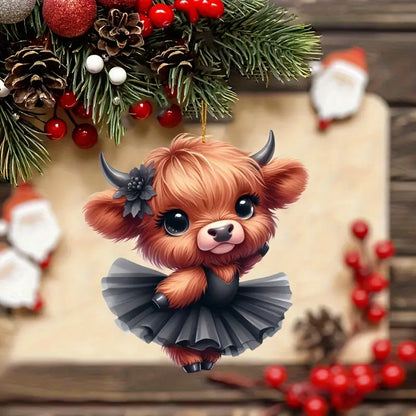 Cute Baby Highland Cow Acrylic Ornament - Gift For Cow Lover's