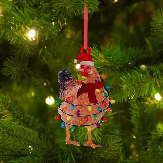 Christmas Chicken  Acrylic Ornament - Gift For Chicken Lover's