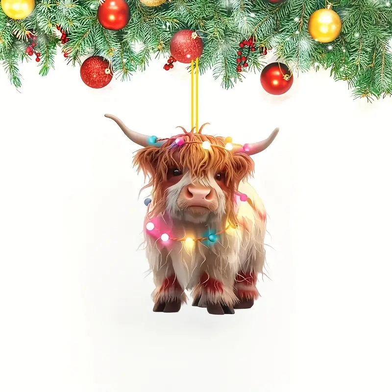 Cute Cow Colorful Lights Acrylic Ornament - Gift For Cow Lover's