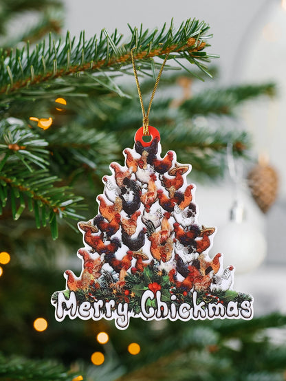 Chickens Tree Christmas Acrylic Ornament