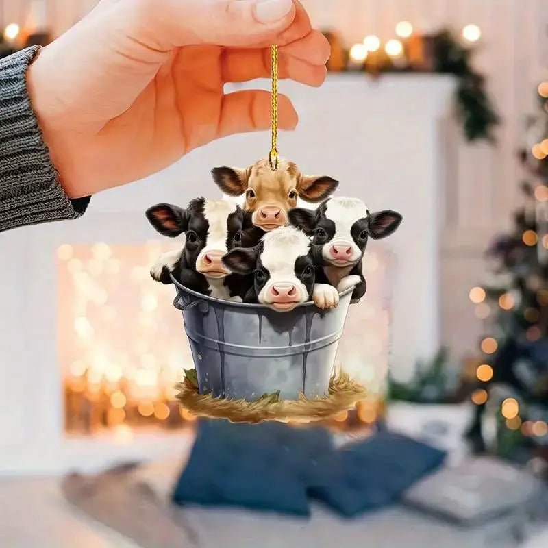 Cow Cute Acrylic Ornament Christmas - Gift For Cow Lover's