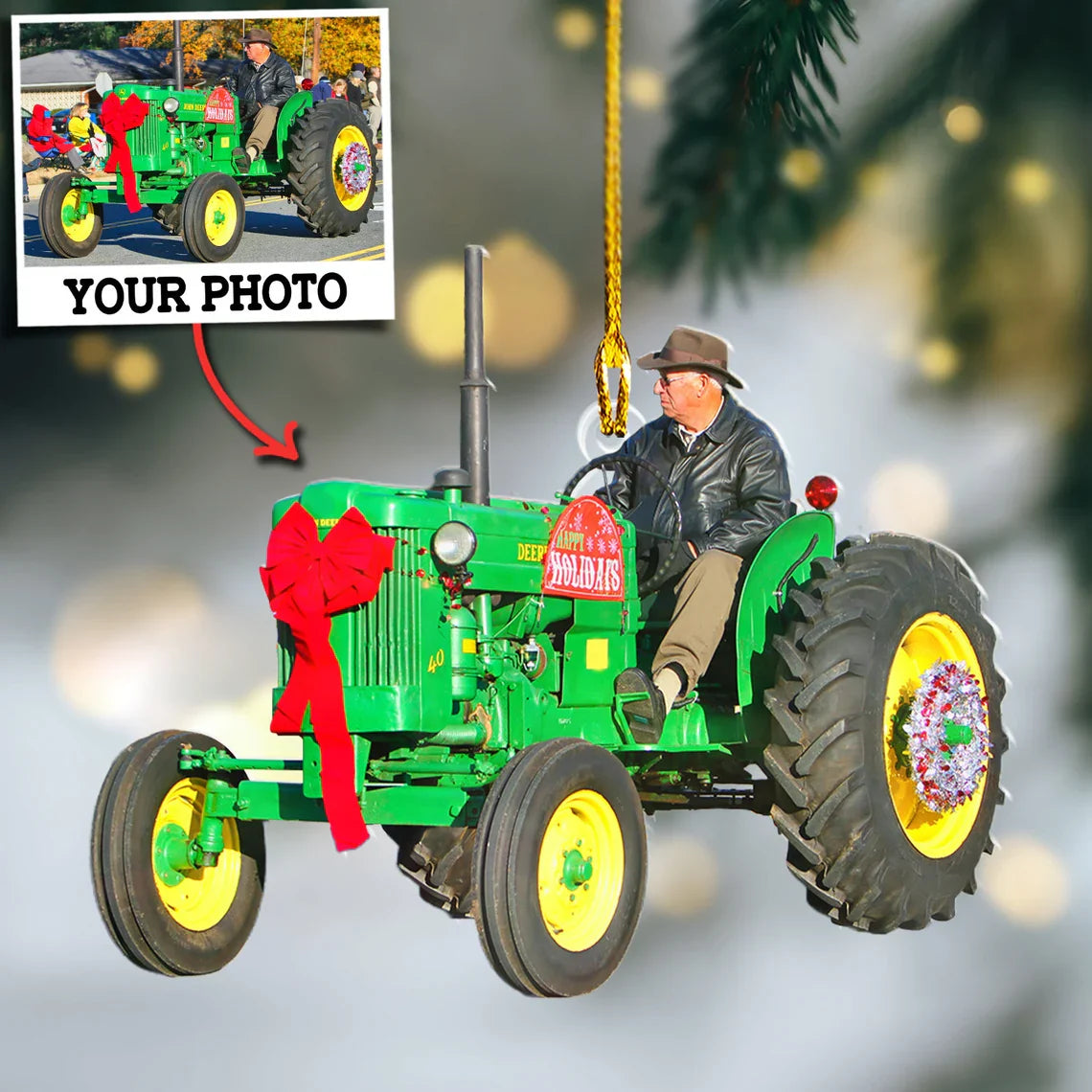 Custom Photo Gifts For Farmers, Christmas Acrylic Ornament