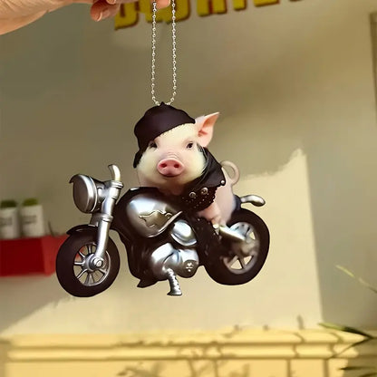 Cute Pig Motobike  Acrylic Ornament - Gift For Pig Lover's