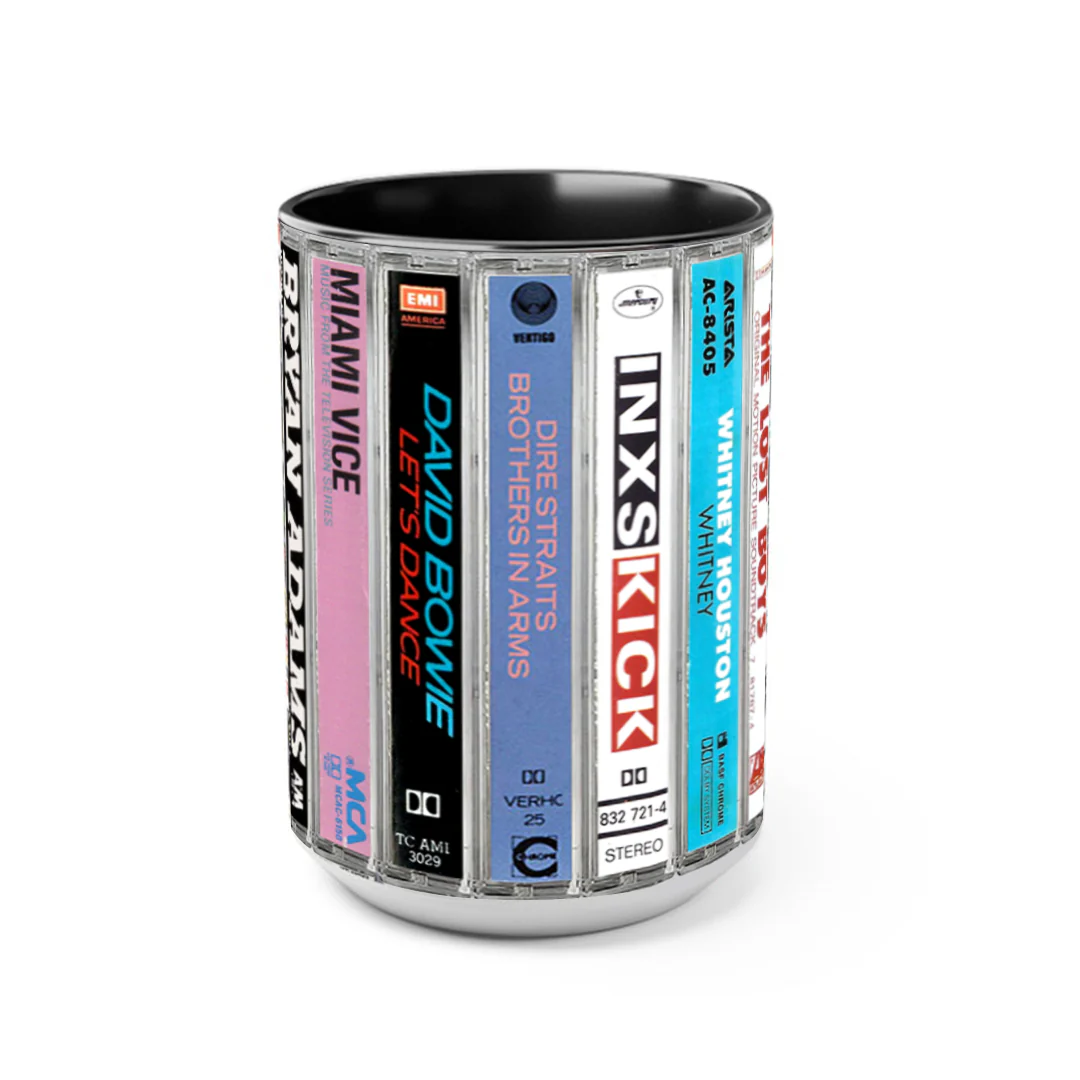 80s Pop Music Cassette Retro Collection Accent Mug