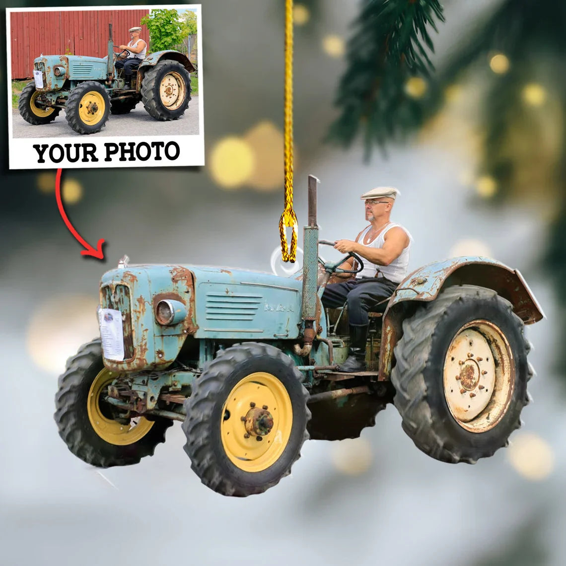 Custom Photo Gifts For Farmers, Christmas Acrylic Ornament