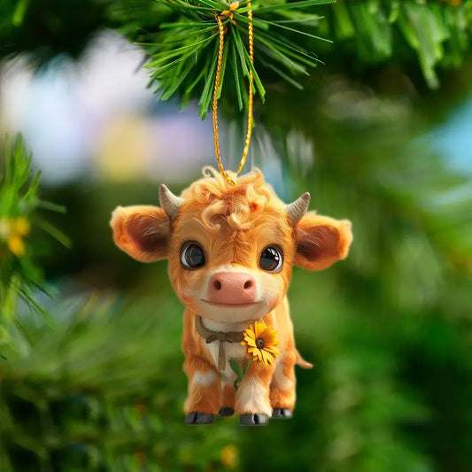 Cute Baby Cow Acrylic Ornament - Gift For Cow Lover's