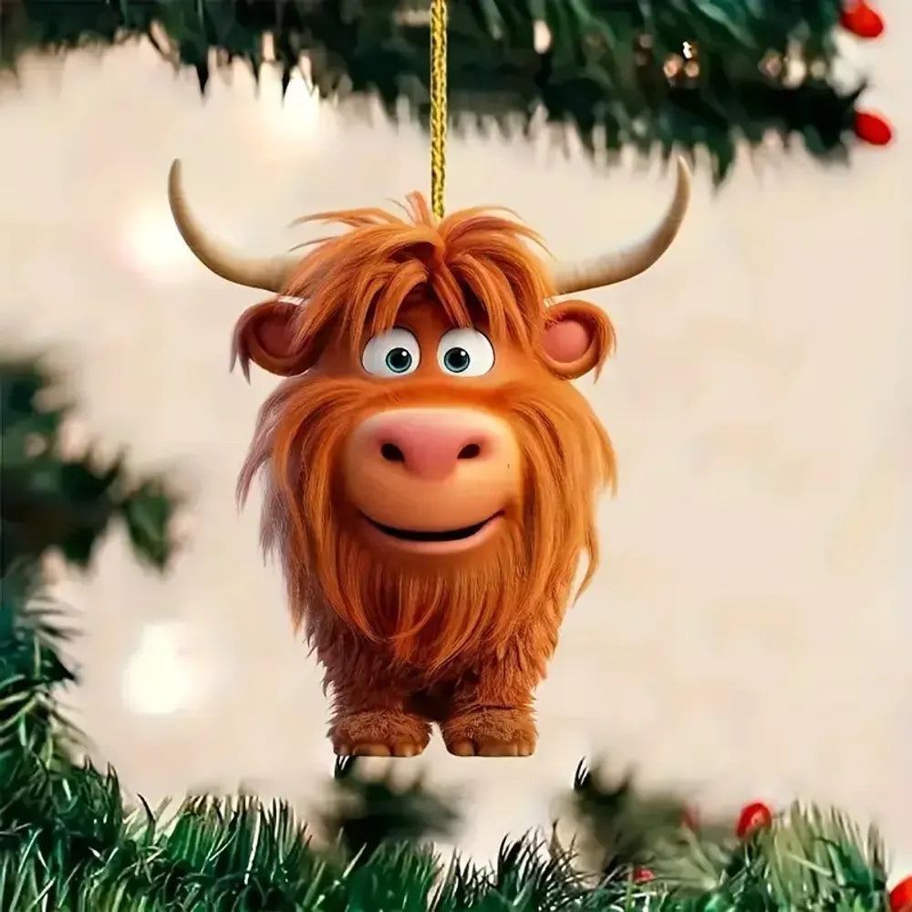 Highland Cow Cute Acrylic Ornament - Gift For Cow Lover's