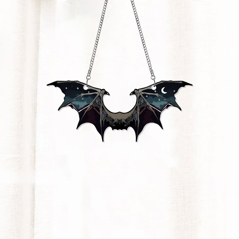 Fantasy Bat Wings Acrylic Window Hanging, Indoor Decor, Bat lovers gift, Funny Bat window decor, Halloween Gift, Halloween decor, Garden Gift, Bat Lover’s