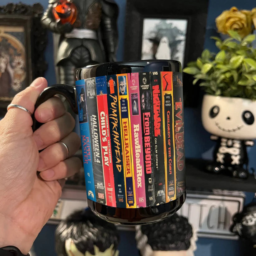 VHS Tape Halloween 80s Movies Nostalgic Black Mug