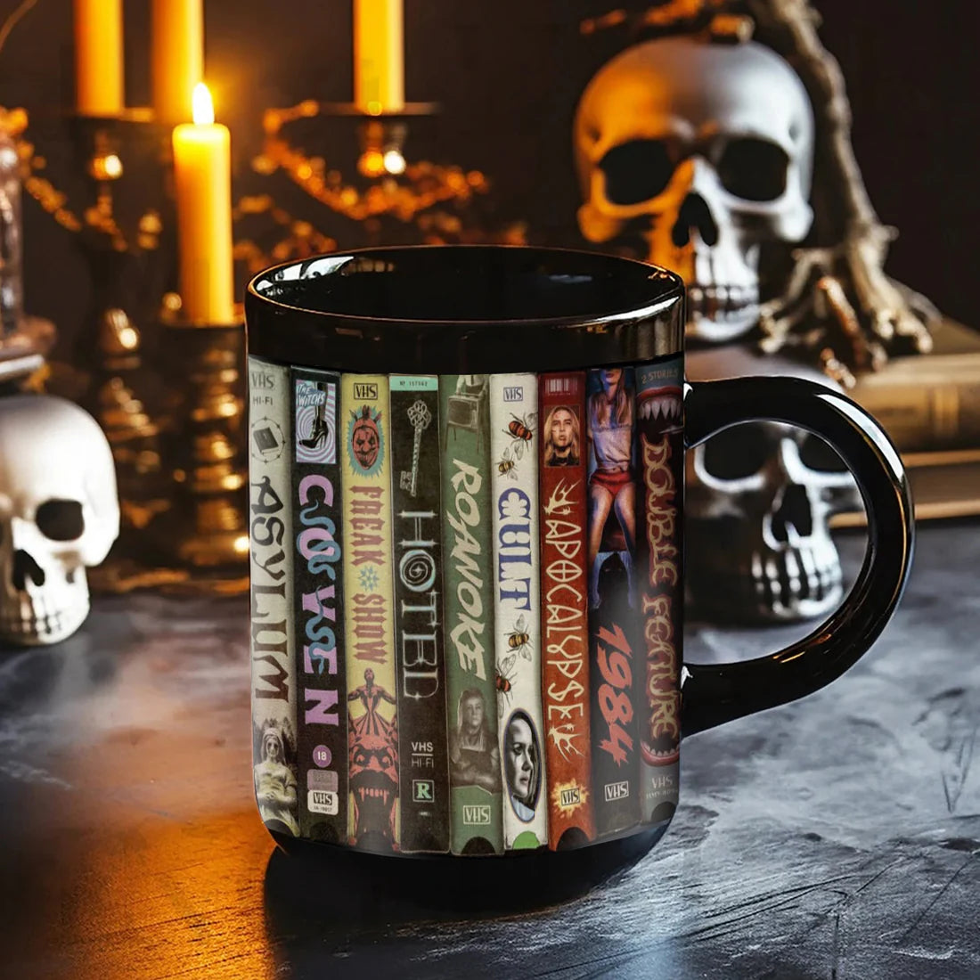 VHS Tape American Horror Stories Nostalgic Black Mug