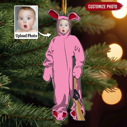 Custom Photo Pink Nightmare Pink Bunny Ornament