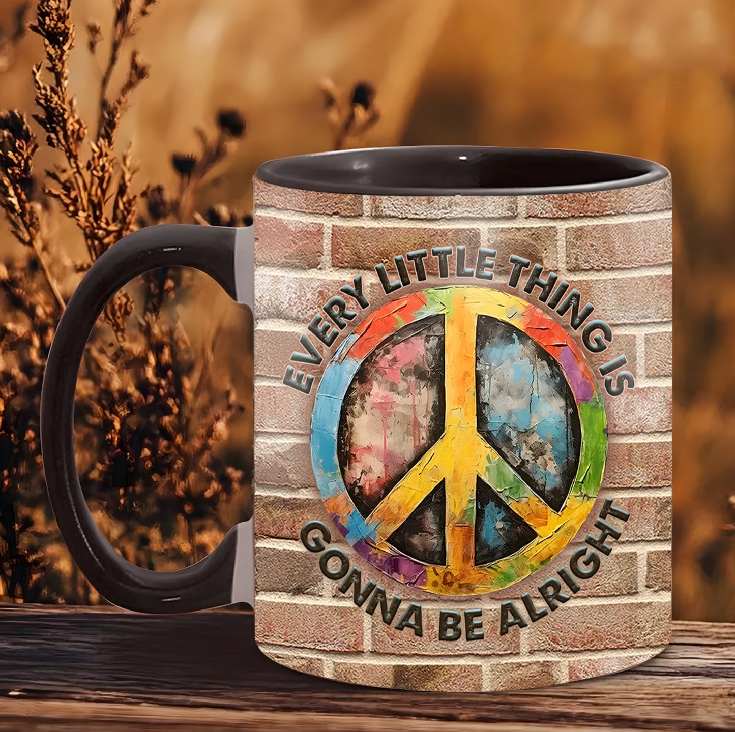 Hippie Every Little Thing Is Gonna Be Alright Accent Mug