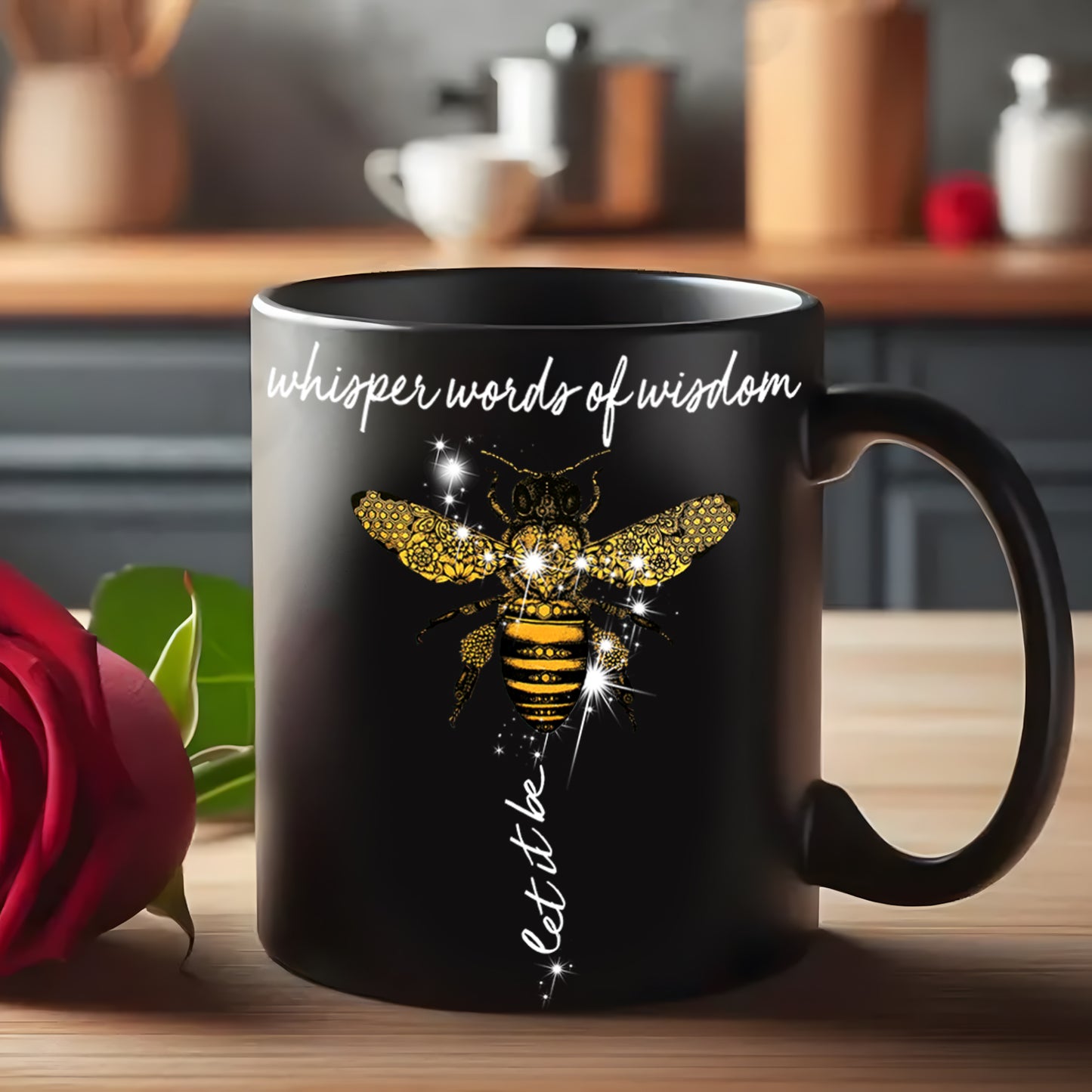 Bee Whisper Word Of Wisdom Let It Be Accent Mug