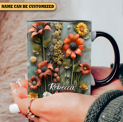 Personalized Beautiful Flowers Accent Mug