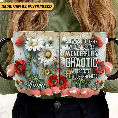 Personalized Beautiful Flowers Wonderfullu Chaotic Accent Mug