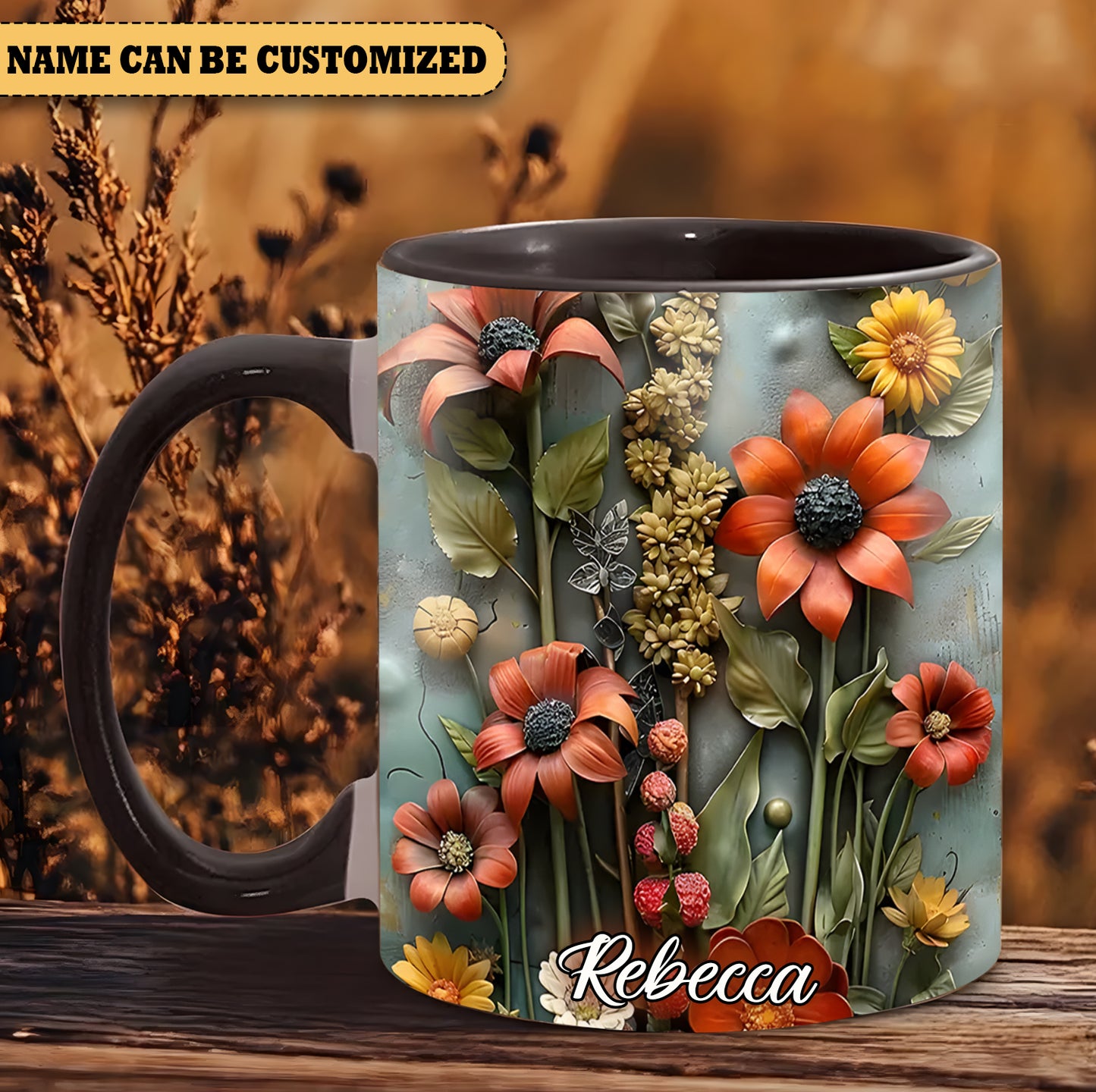 Personalized Beautiful Flowers Accent Mug