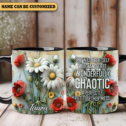 Personalized Beautiful Flowers Wonderfullu Chaotic Accent Mug