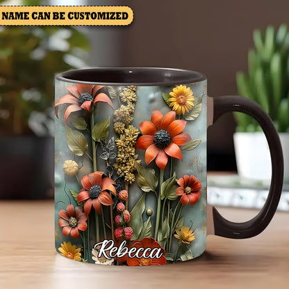 Personalized Beautiful Flowers Accent Mug