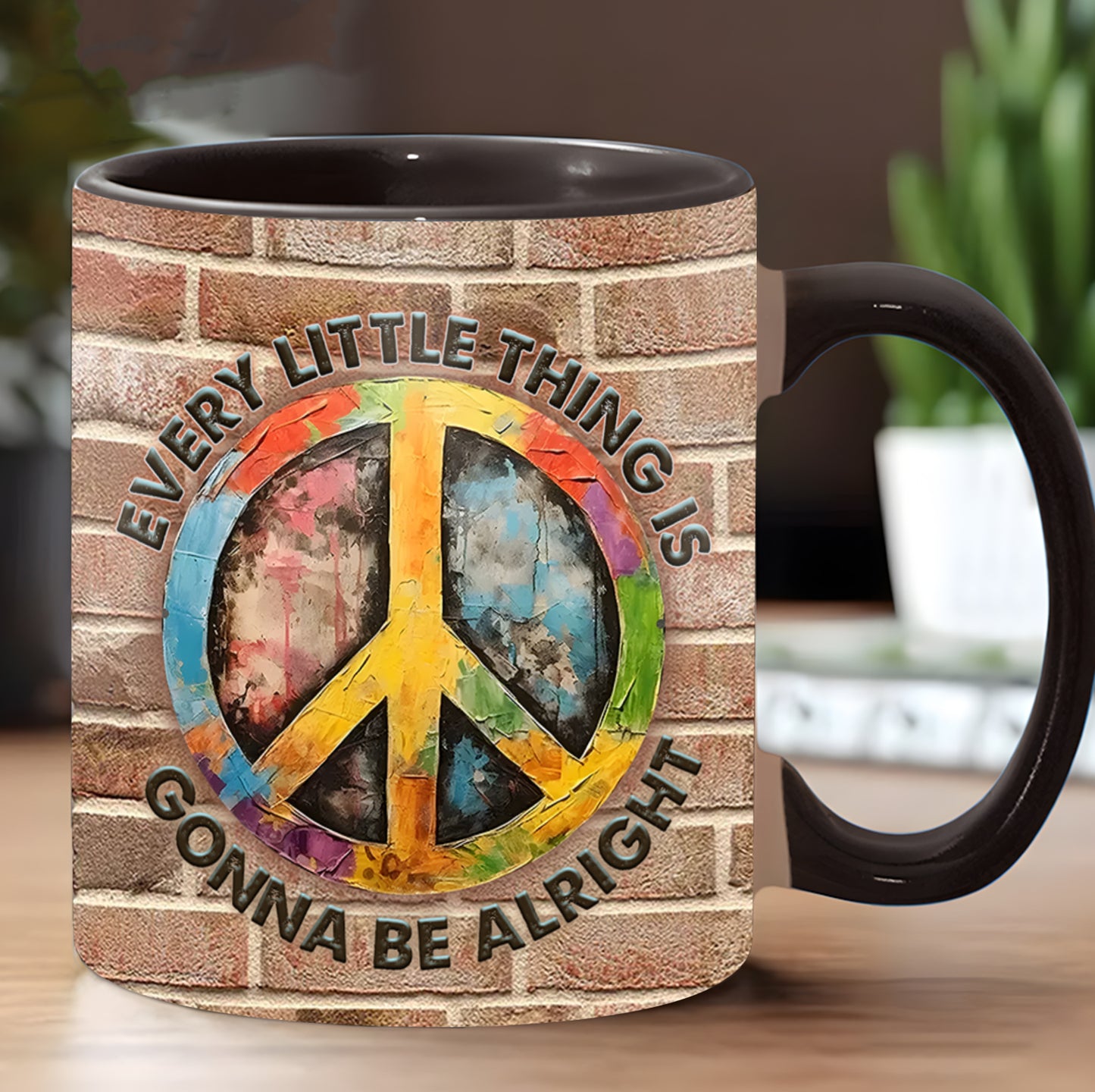 Hippie Every Little Thing Is Gonna Be Alright Accent Mug