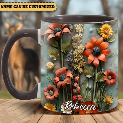 Personalized Beautiful Flowers Accent Mug