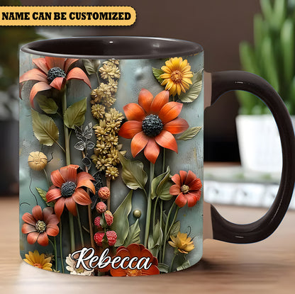 Personalized Beautiful Flowers Accent Mug