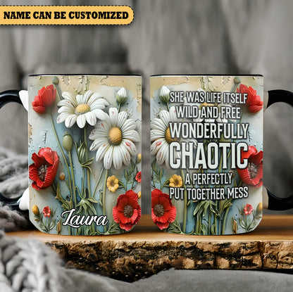 Personalized Beautiful Flowers Wonderfullu Chaotic Accent Mug