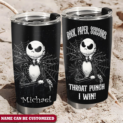 Jack Halloween Rock Paper Scissors Throat Punch I Win Personalized 20Oz Tumbler