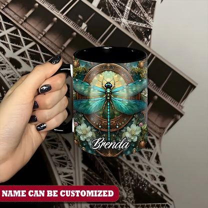 Beautiful Dragonflies Flower Personalized Accent Mug