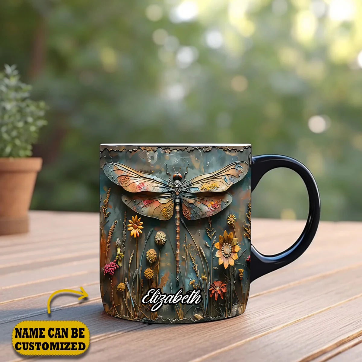 Beautiful Dragonflies Vintage Personalized Accent Mug