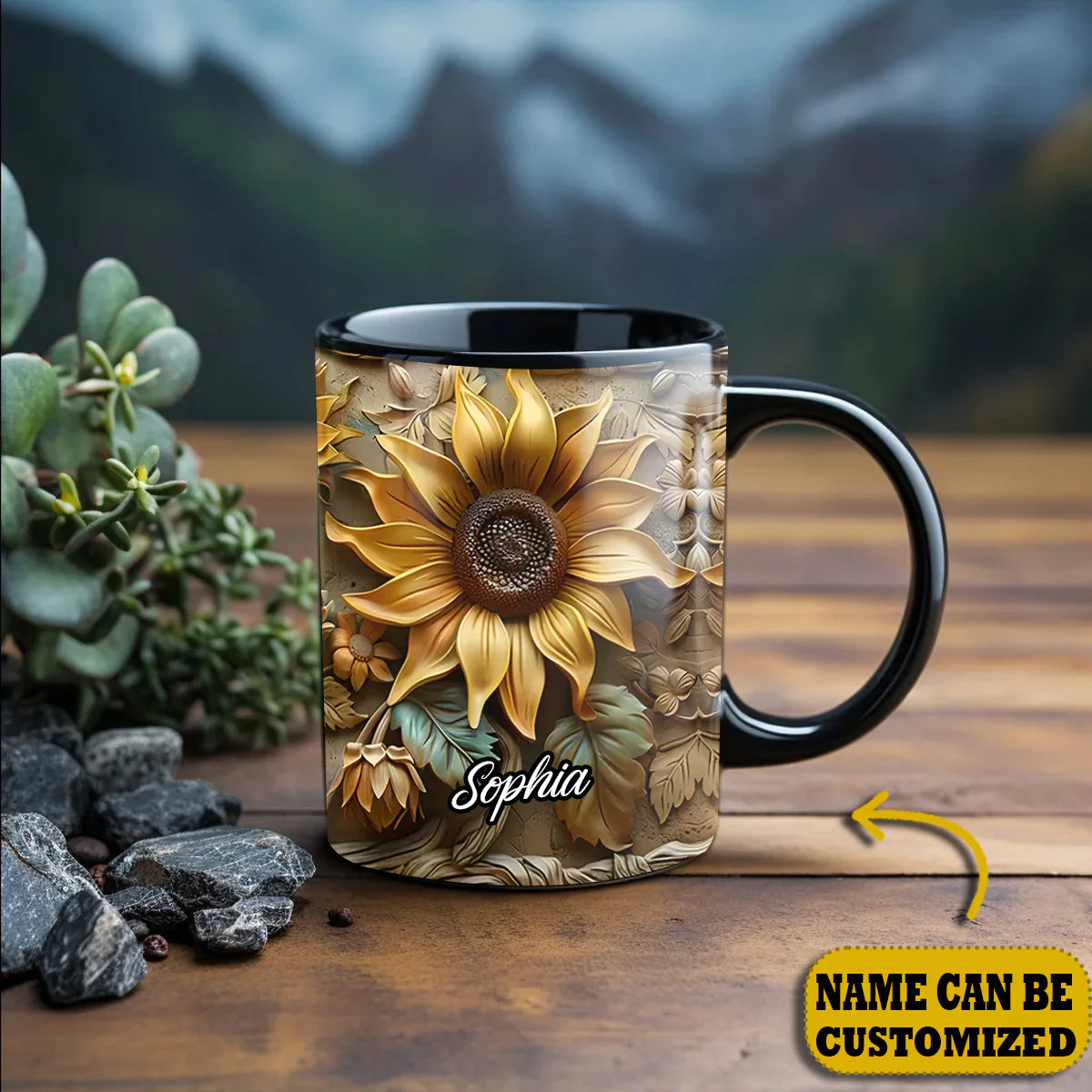 Sunflower Garden Personalized Accent Mug