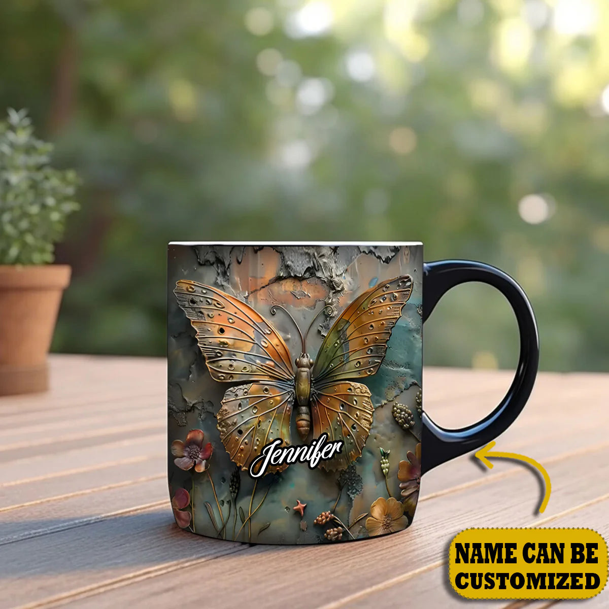 Beautiful Butterfly Vintage Personalized Accent Mug