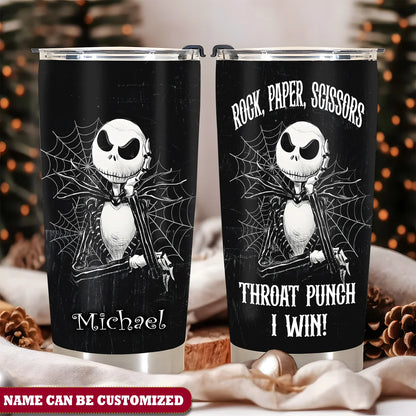 Jack Halloween Rock Paper Scissors Throat Punch I Win Personalized 20Oz Tumbler