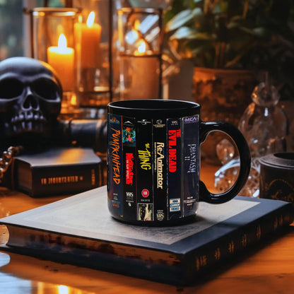 VHS Tape Halloween Movies Nostalgic Black Mug - Horror Movie