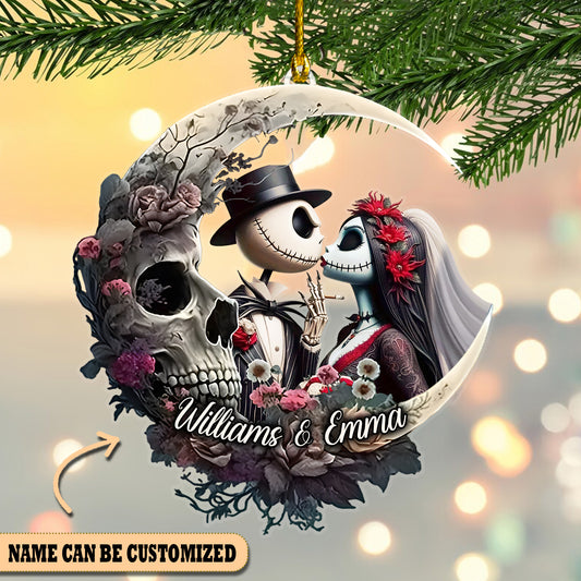 Personalized Jack and Sally Moon Ornament