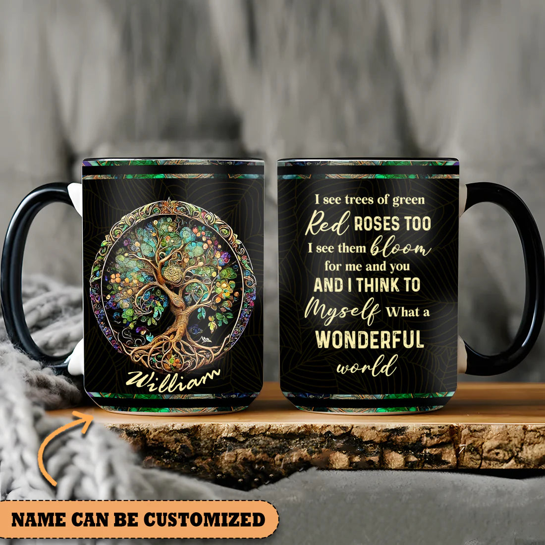 Tree Of Life And I Think To Myself What A Wonderful World Personalized Accent Mug