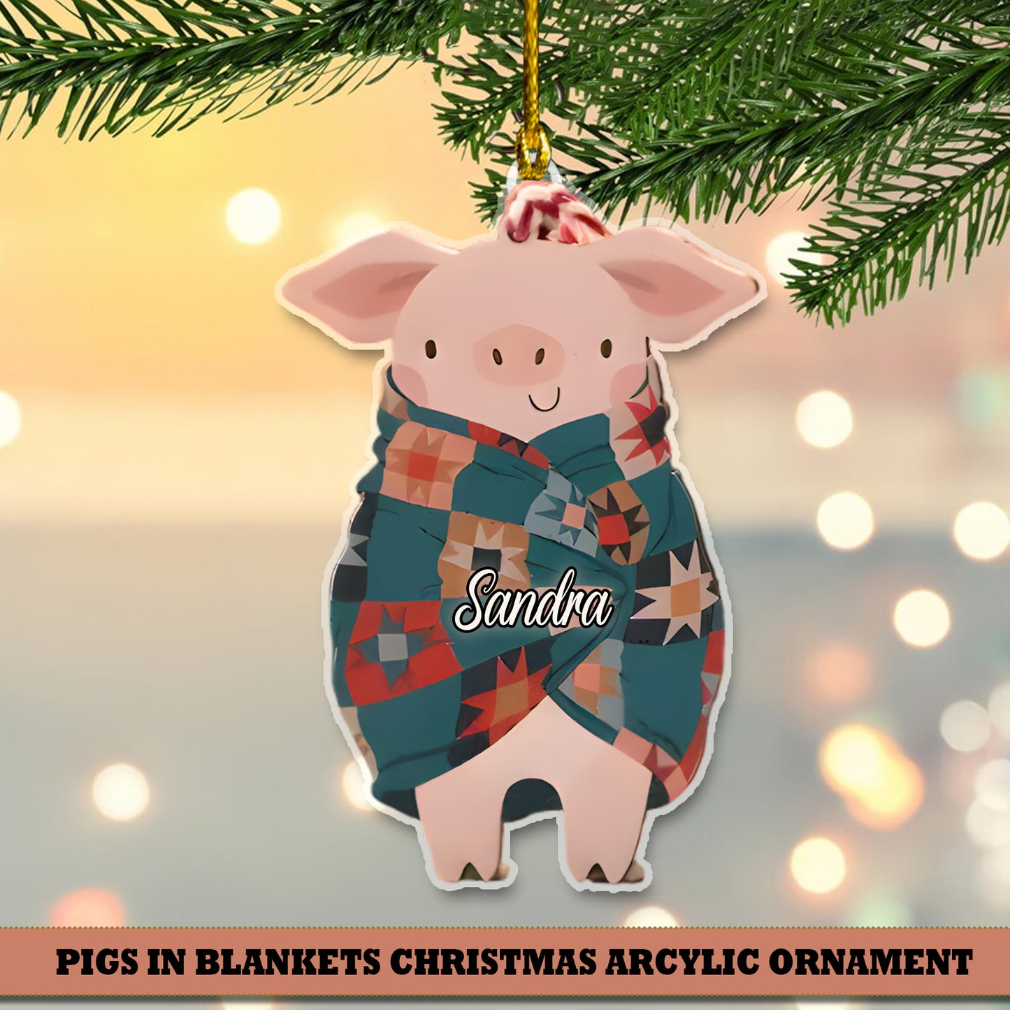 Pig Cute Acrylic Ornament - Gift For Christmas