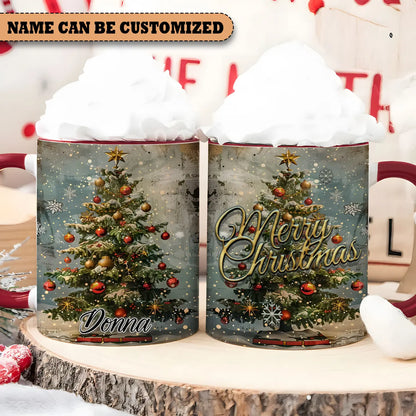 Merry Christmas  - Personalized Christmas Tree Accent Mug