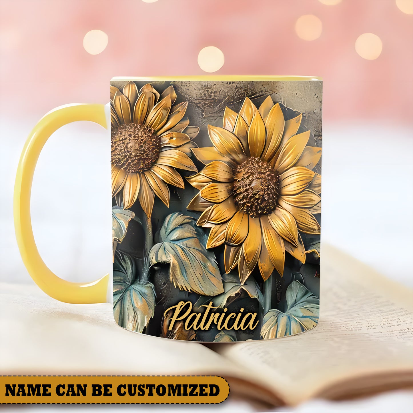 Beautiful Sunflower Vintage Personalized Accent Mug