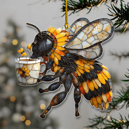 Bee Bring Coffee Acrylic Ornament Christmas Gift