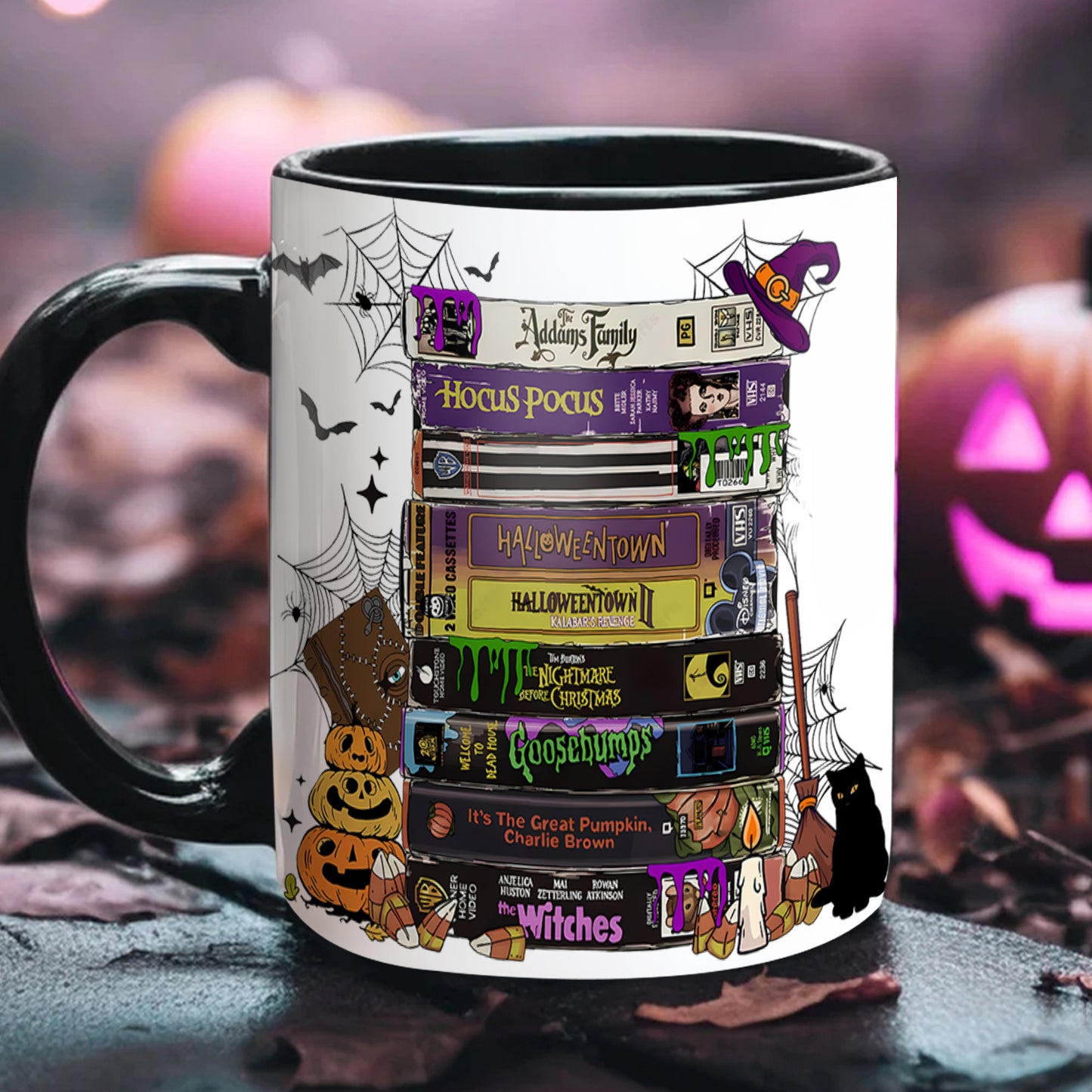 Halloween Movies VHS Tapes Accent Mug