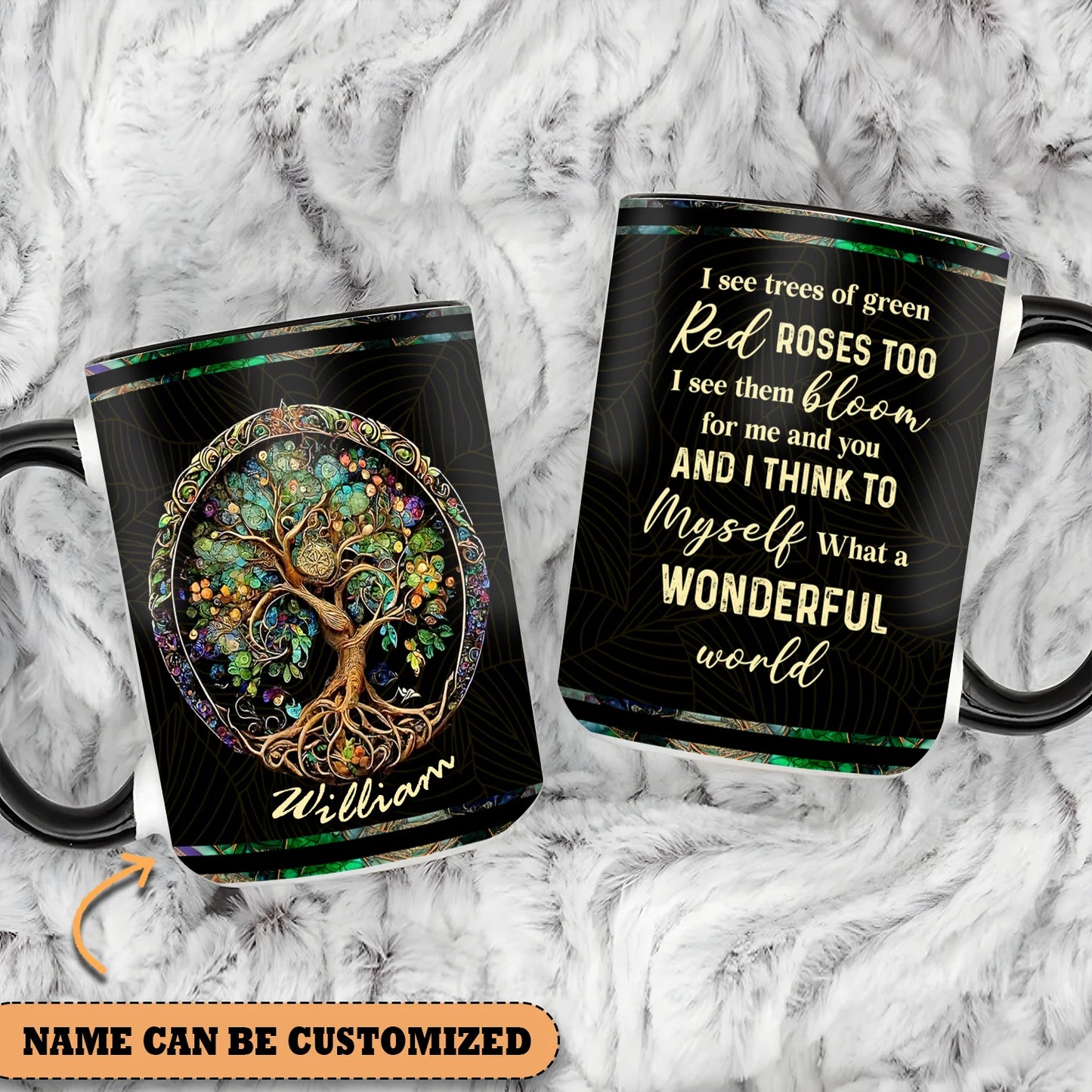 Tree Of Life And I Think To Myself What A Wonderful World Personalized Accent Mug