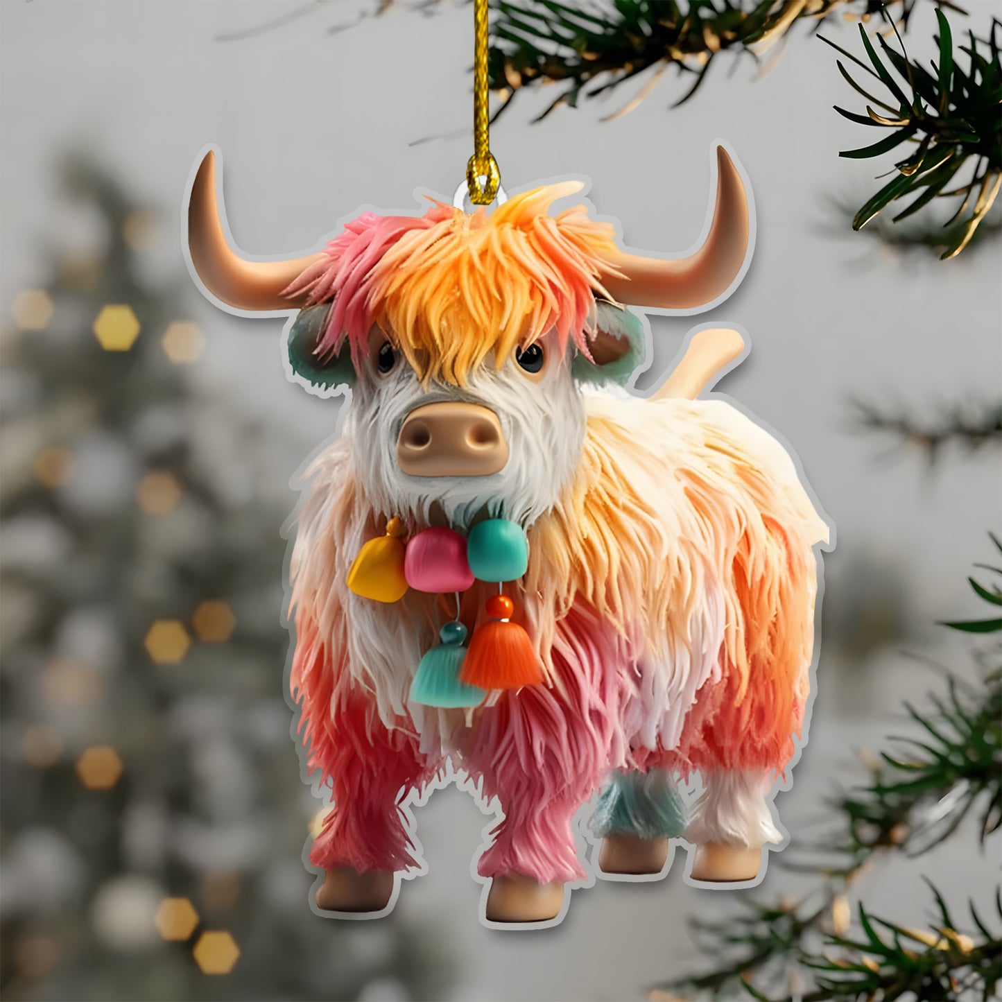 Cow Colorful Acrylic Ornament - Gift For Cow Lover's