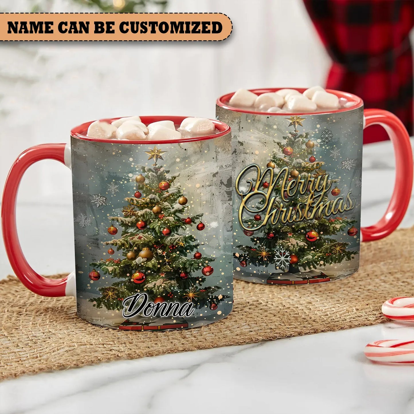 Merry Christmas  - Personalized Christmas Tree Accent Mug