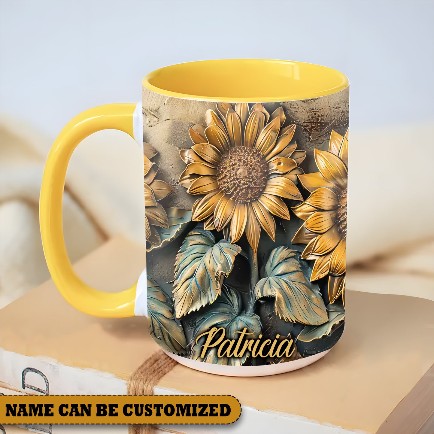 Beautiful Sunflower Vintage Personalized Accent Mug