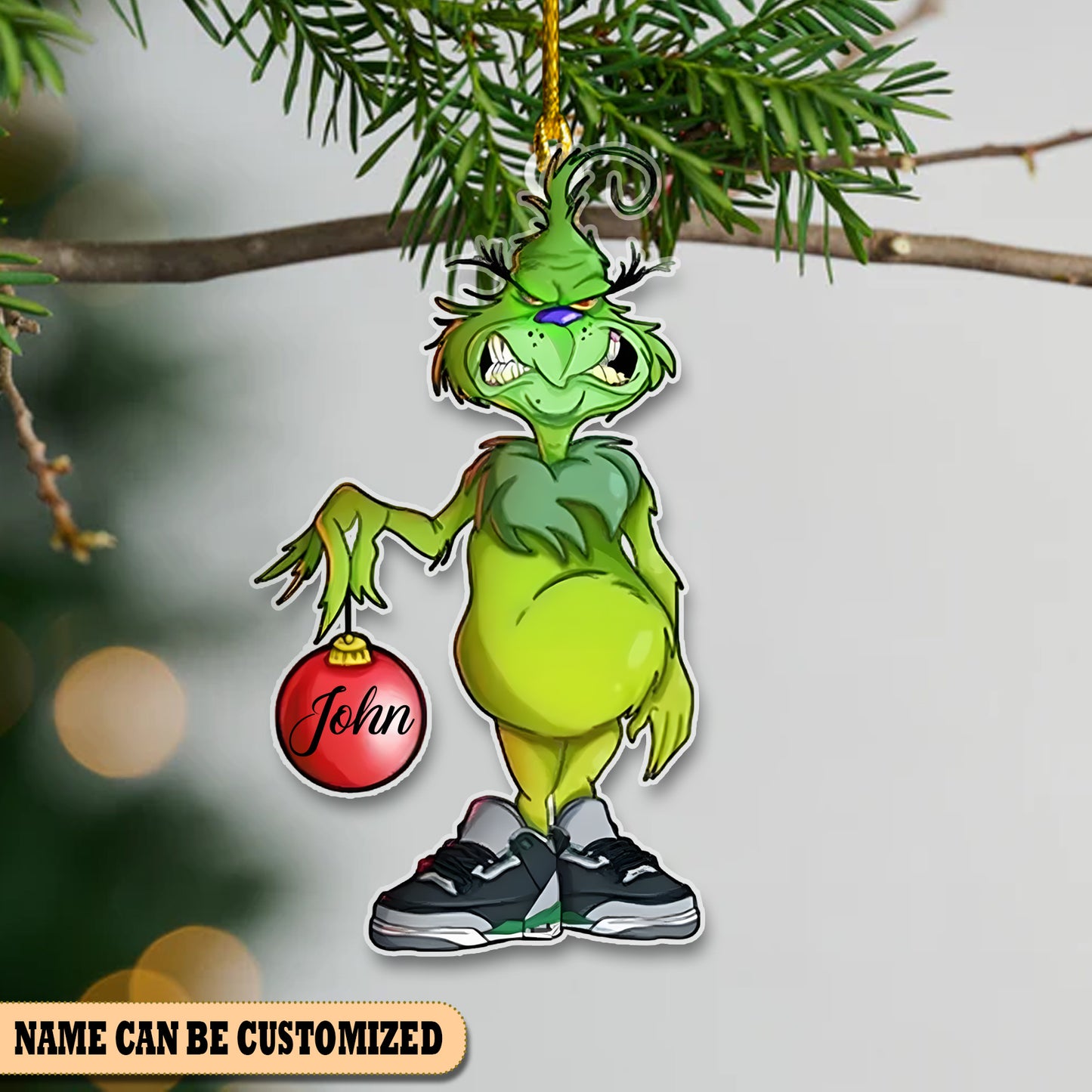 Grinch Funny Custom Name Acrylic Ornament Christmas