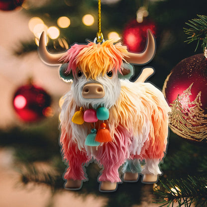 Cow Colorful Acrylic Ornament - Gift For Cow Lover's