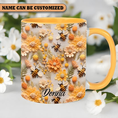 Flower And Bee Beautiful Accent Mug