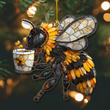 Bee Bring Coffee Acrylic Ornament Christmas Gift