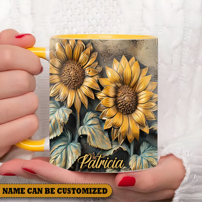 Beautiful Sunflower Vintage Personalized Accent Mug