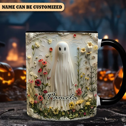 Cute Ghost Flower Halloween Personalized Accent Mug